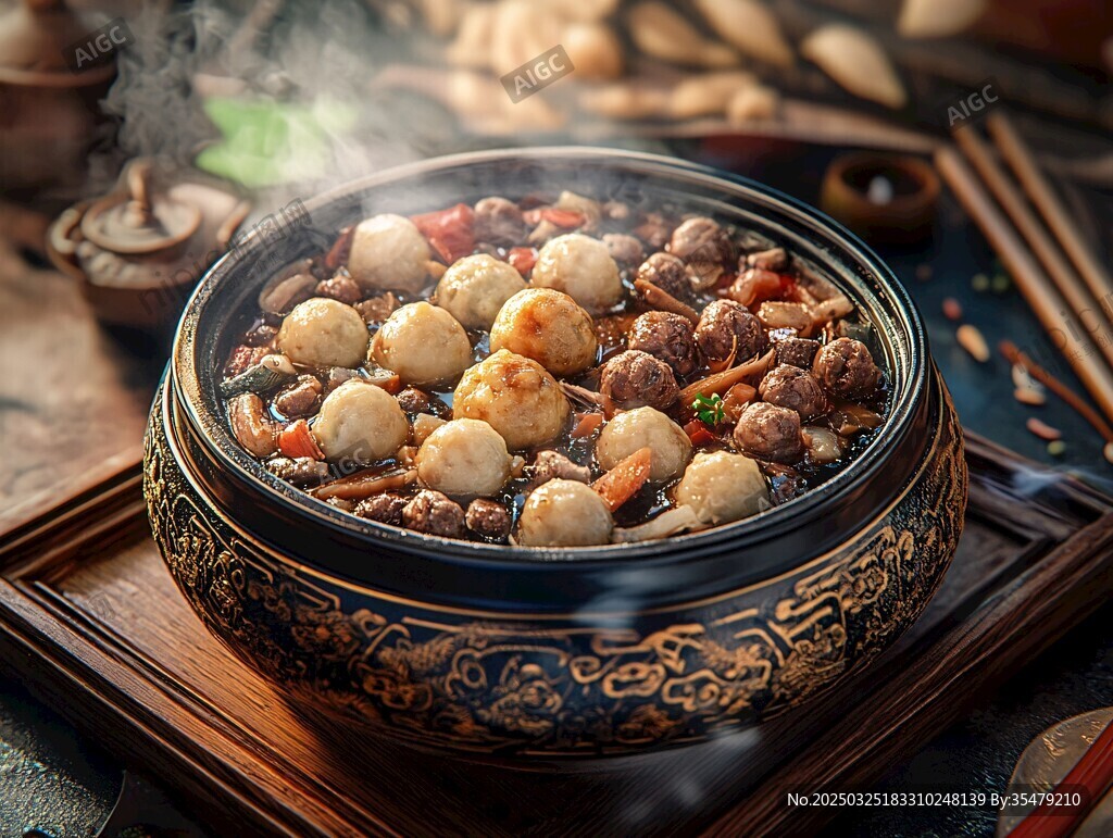 美味肉丸煲熱氣騰騰上桌