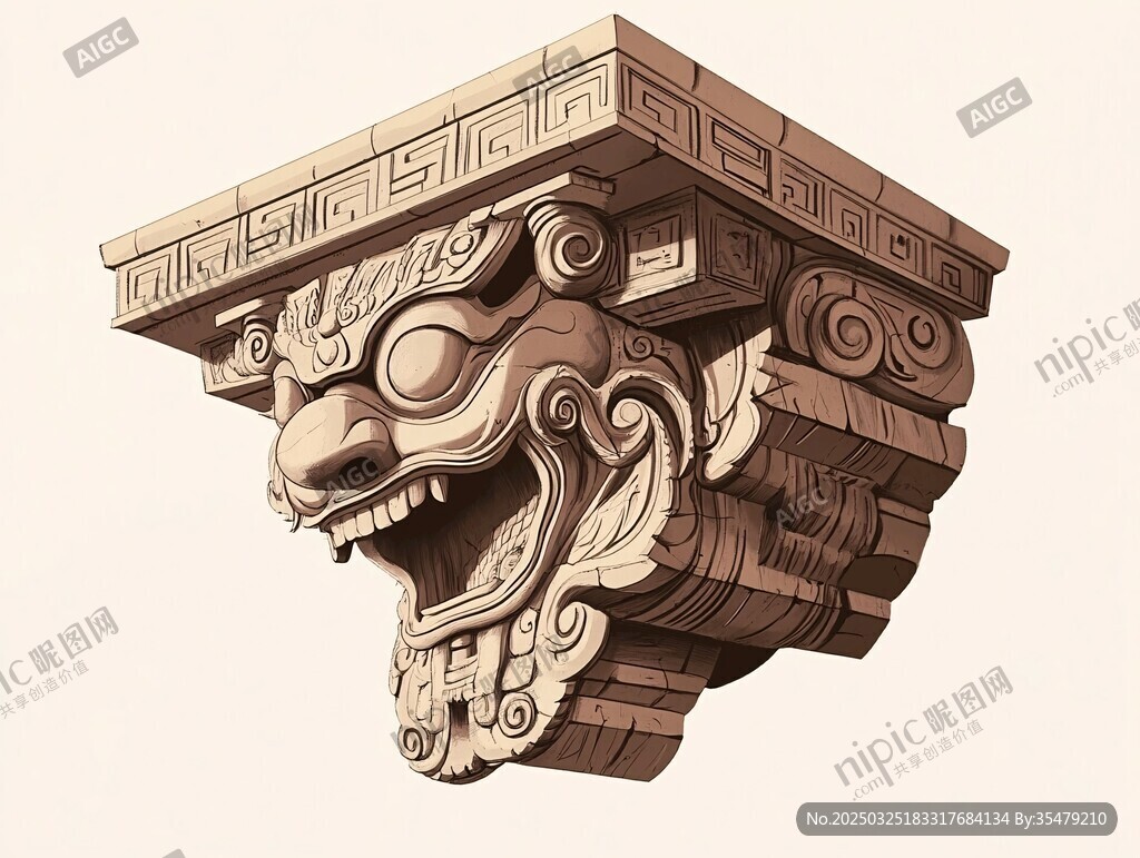 中式神獸木雕建筑裝飾構(gòu)件