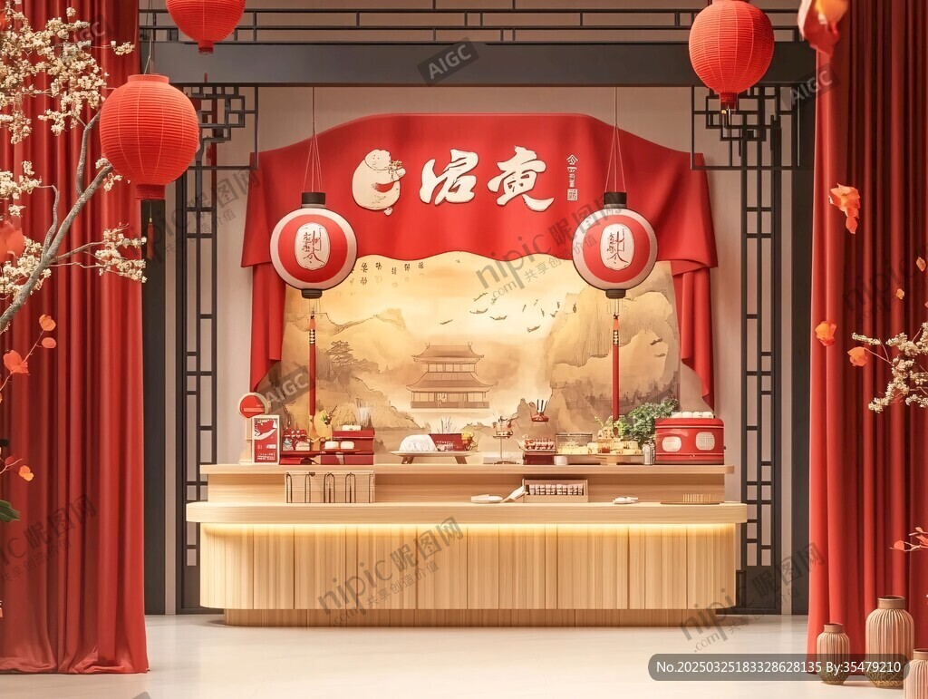 中式喜慶場(chǎng)景 團(tuán)圓宴布置