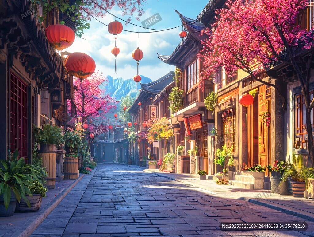 古街繁花映紅燈