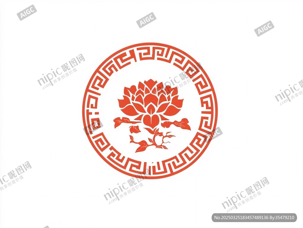 中式蓮花紋傳統(tǒng)裝飾圖案