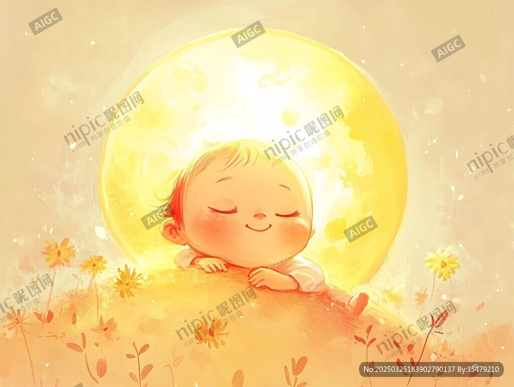 月夜下安睡的可愛(ài)寶寶