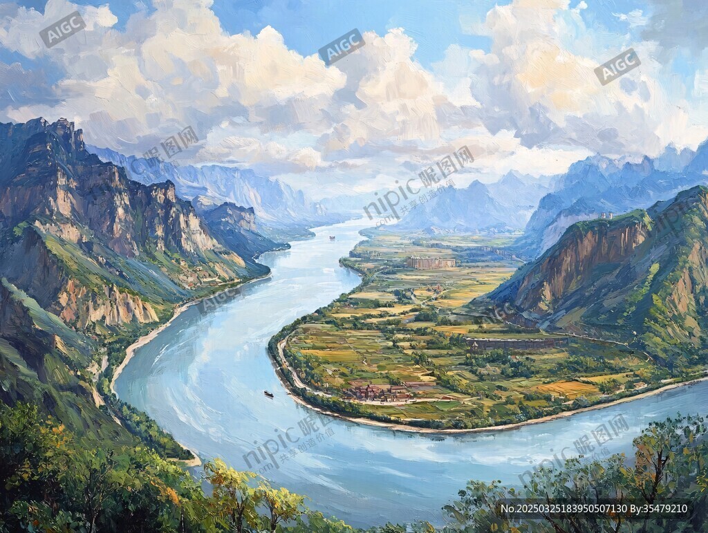 壯麗山河間的蜿蜒河流