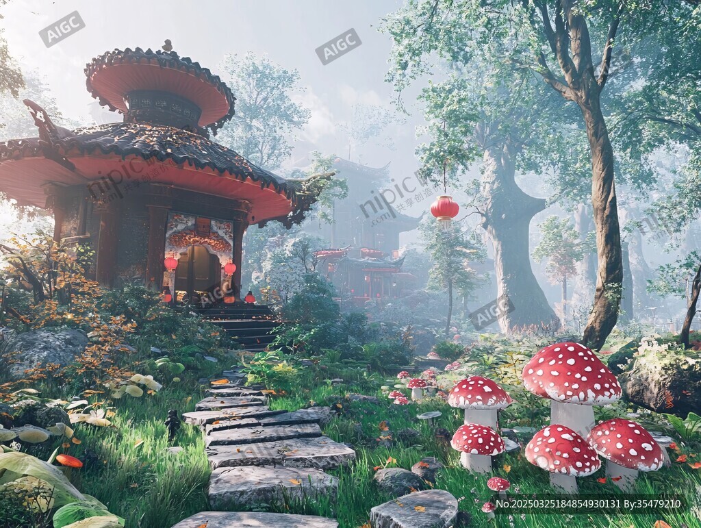 夢幻中式仙林中的奇幻小屋