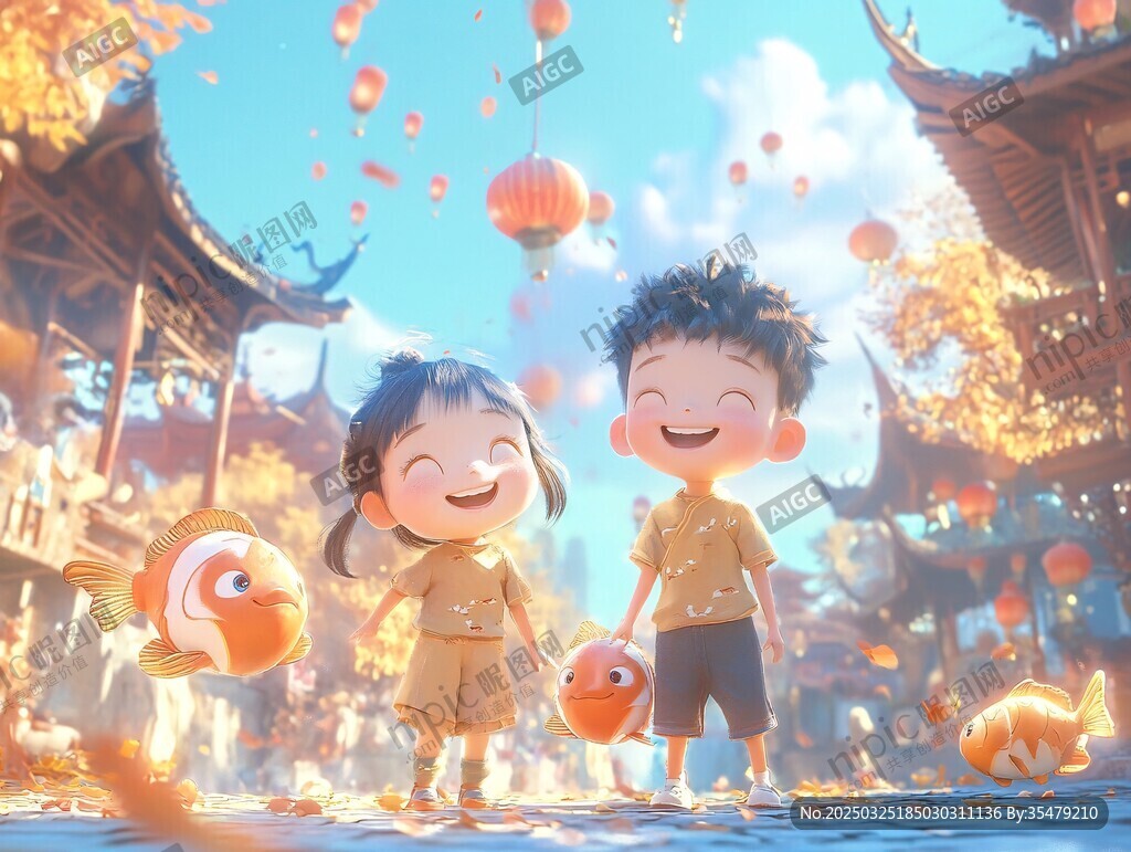 童趣中秋 孩童嬉戲古街間