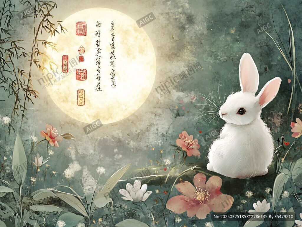 月夜白兔圖
