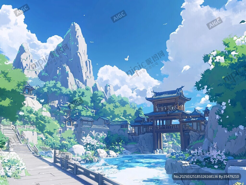 古風山水間的寧靜景致