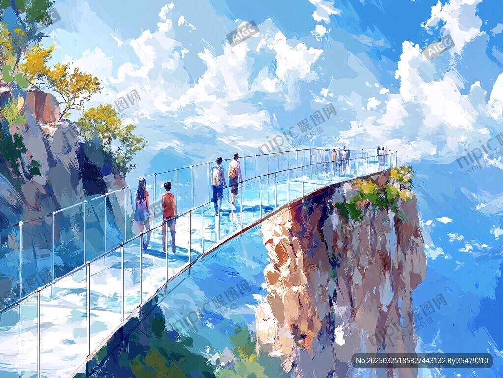 云端漫步玻璃橋奇幻風(fēng)景