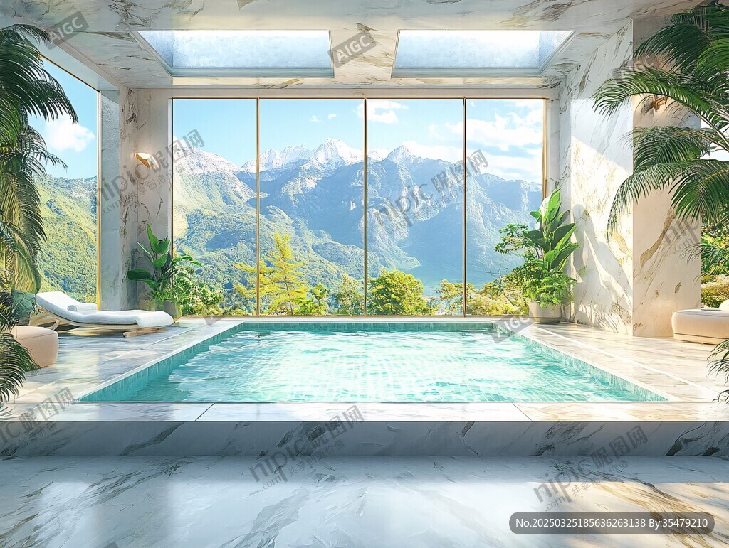 室內泳池賞壯麗山景