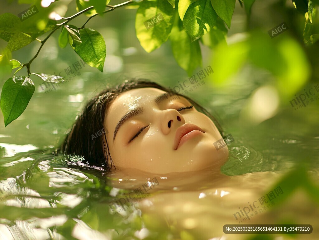 女子靜躺水中享自然愜意