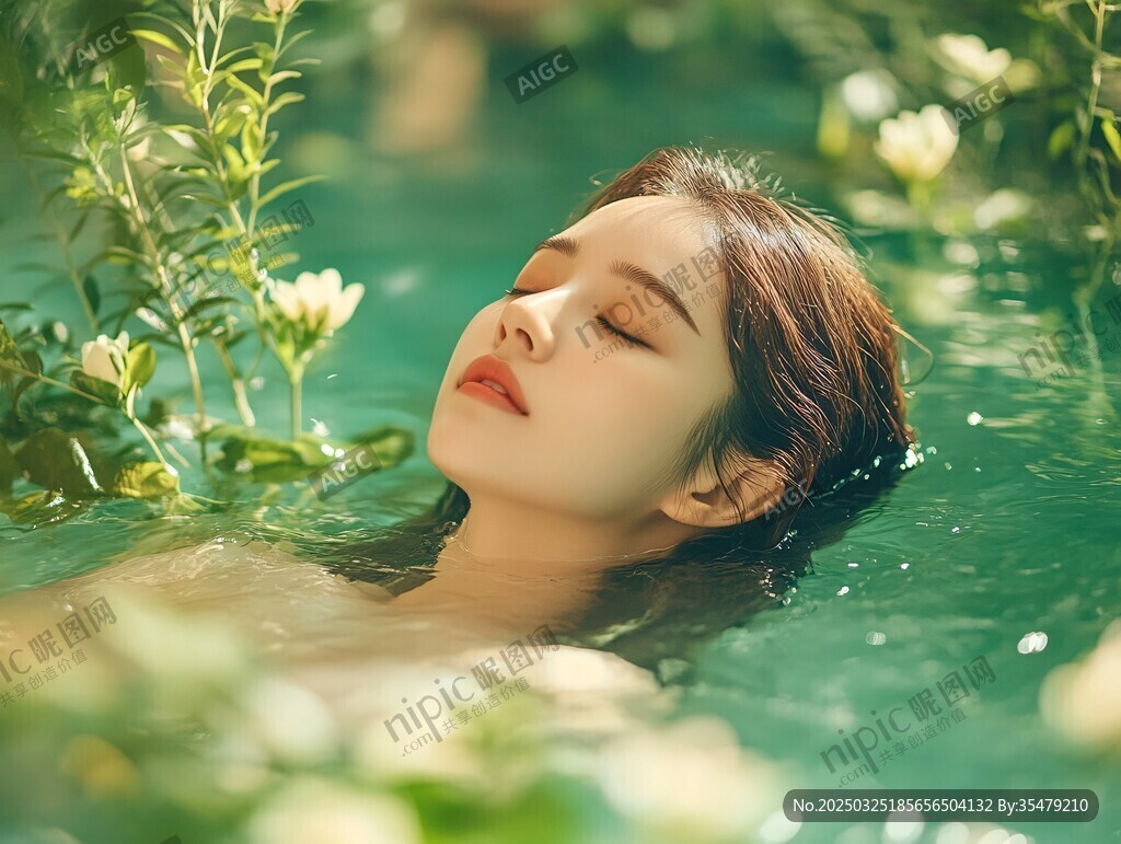 水中靜臥的夢幻少女