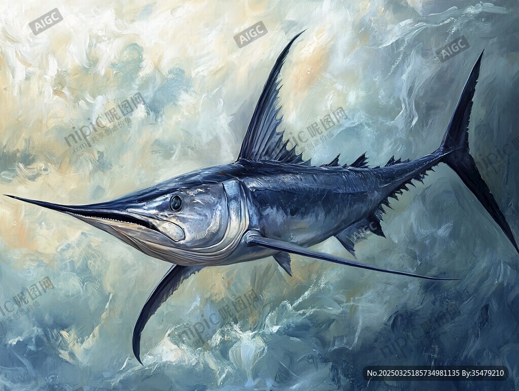 深海劍魚遨游夢幻海洋