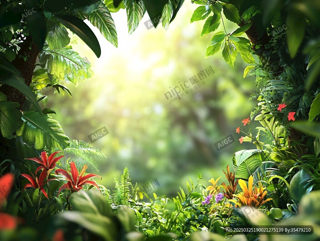 夢幻雨林中的多彩植物景觀