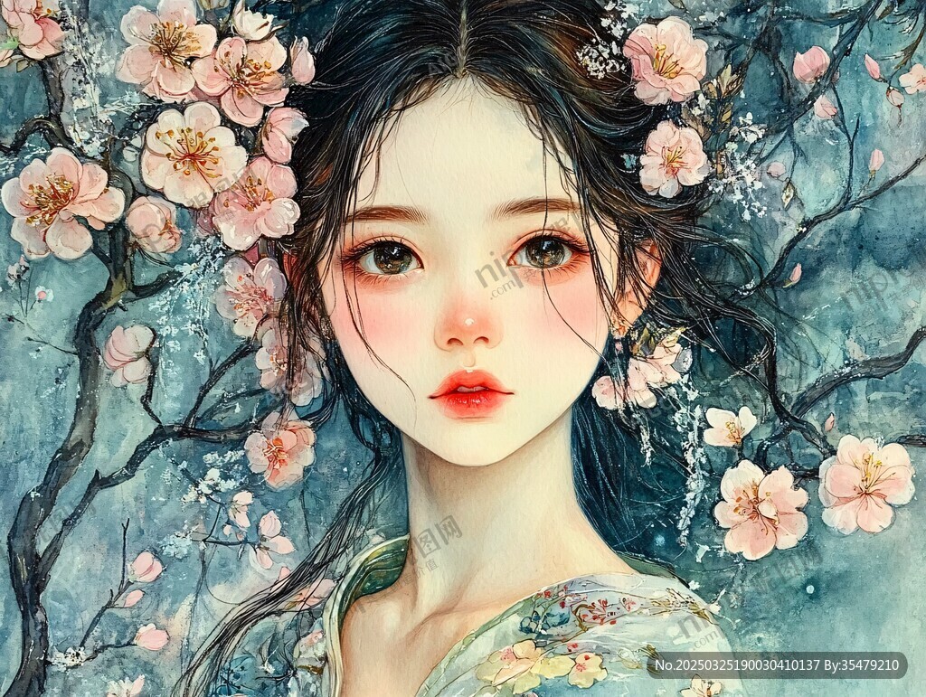 古風(fēng)花漾少女夢(mèng)幻插畫