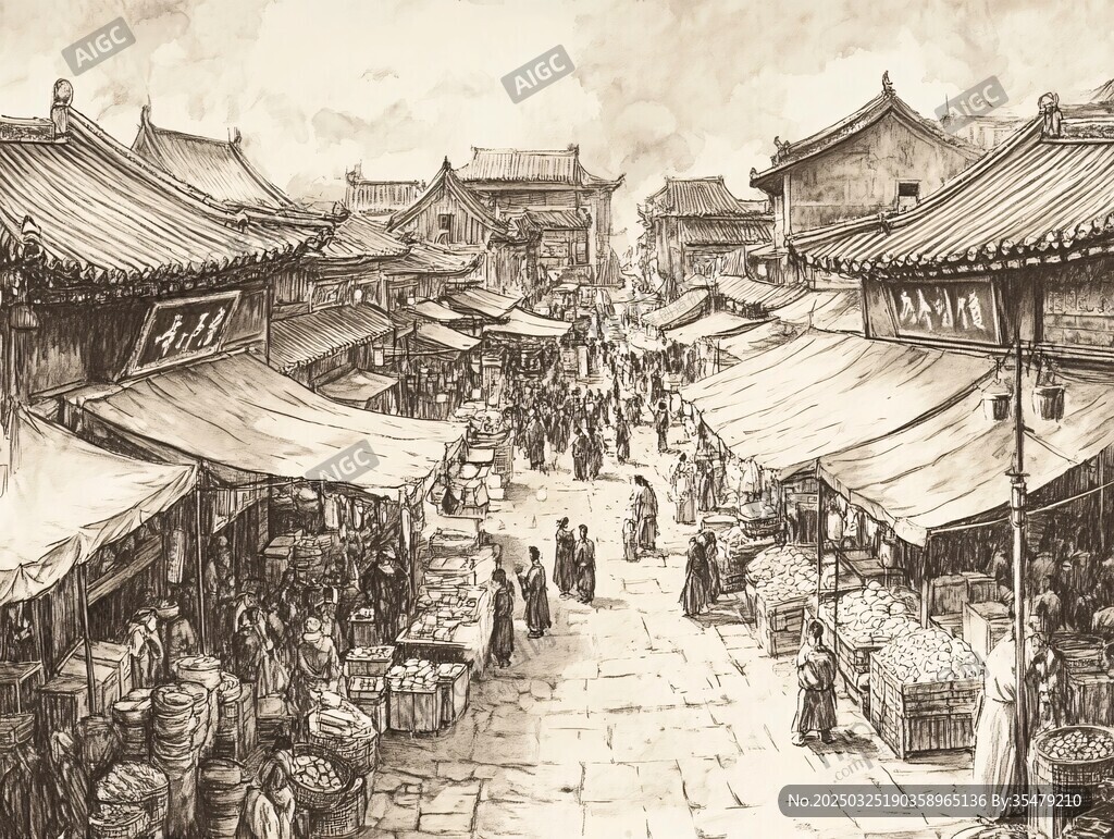 古街集市熱鬧市井景象