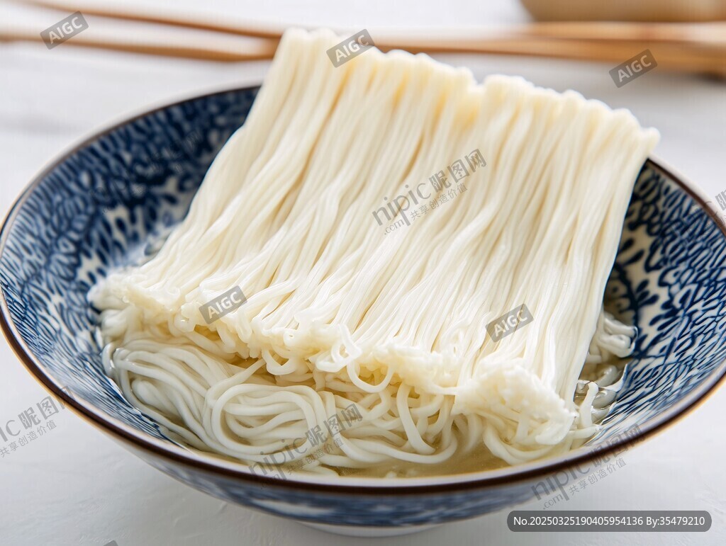 藍碗中筋道的手工面條