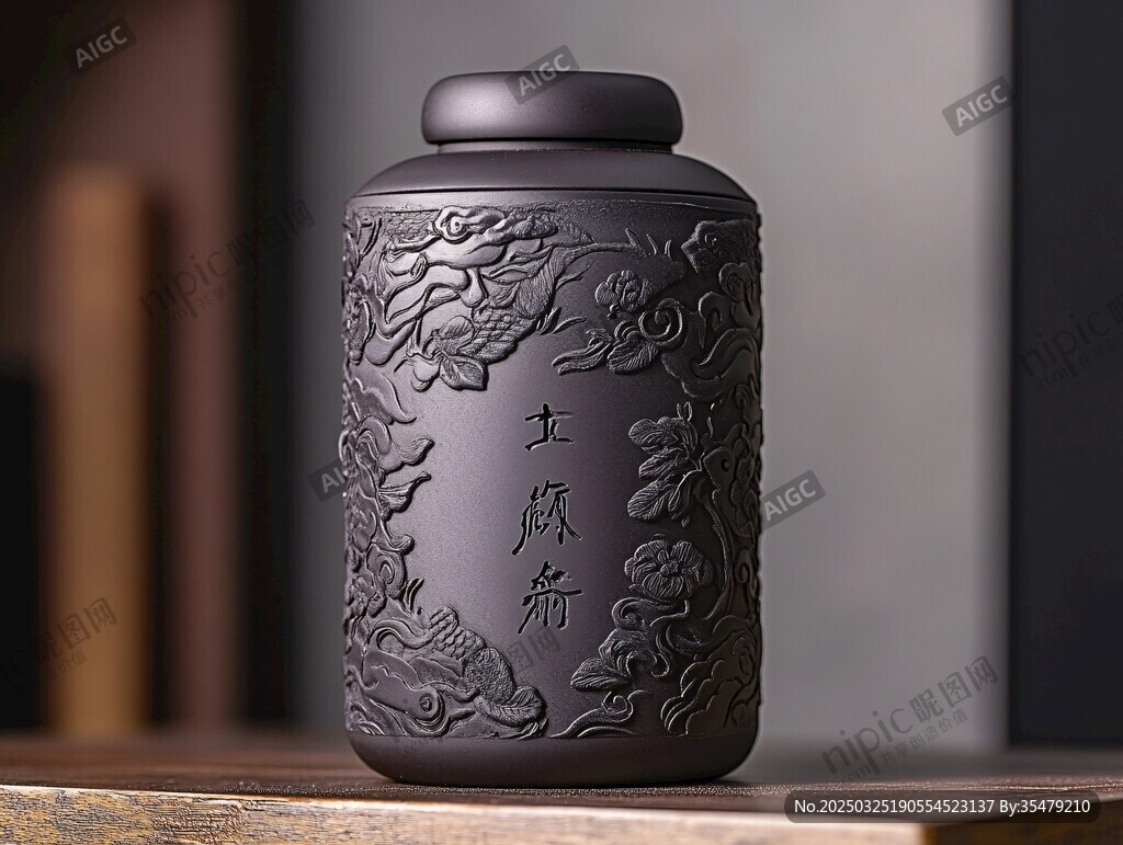 古樸中式浮雕茶葉存儲罐