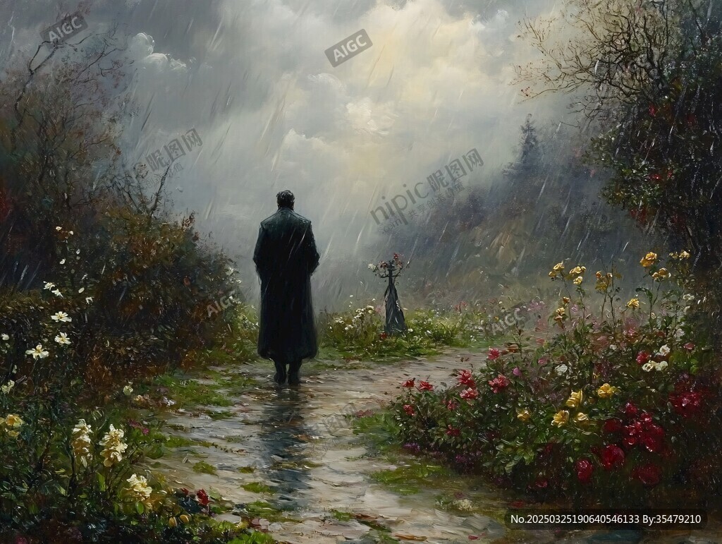 雨中獨(dú)行者的靜謐之路
