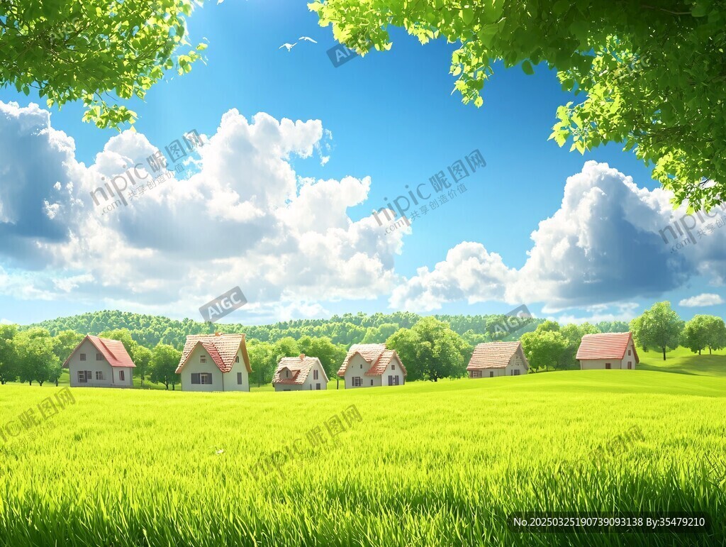 田園風(fēng)光下的寧靜鄉(xiāng)村