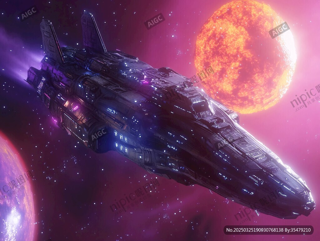 星際飛船遨游絢爛宇宙空間