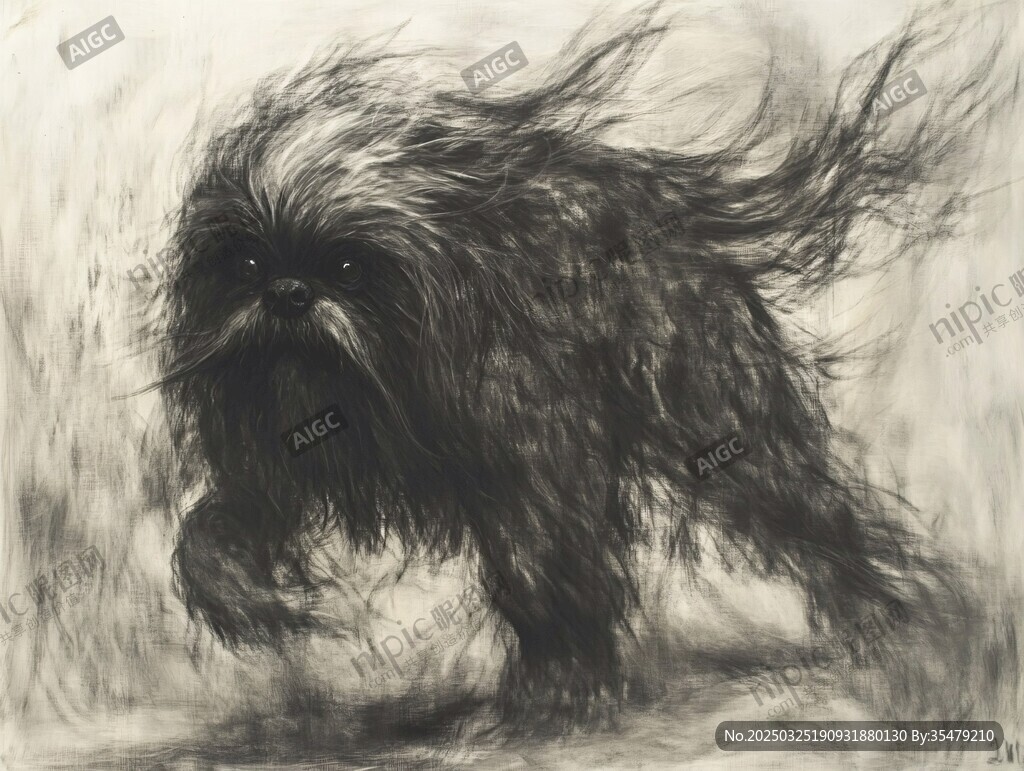 風中奔跑的長毛犬