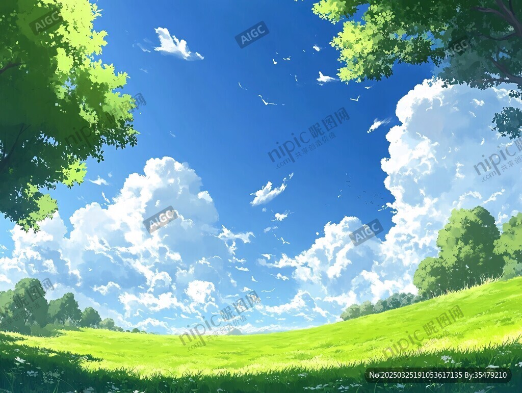 夏日绿野蓝天美景 夏日绿野蓝天美景