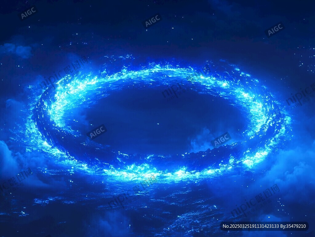 夢幻藍色能量環形特效