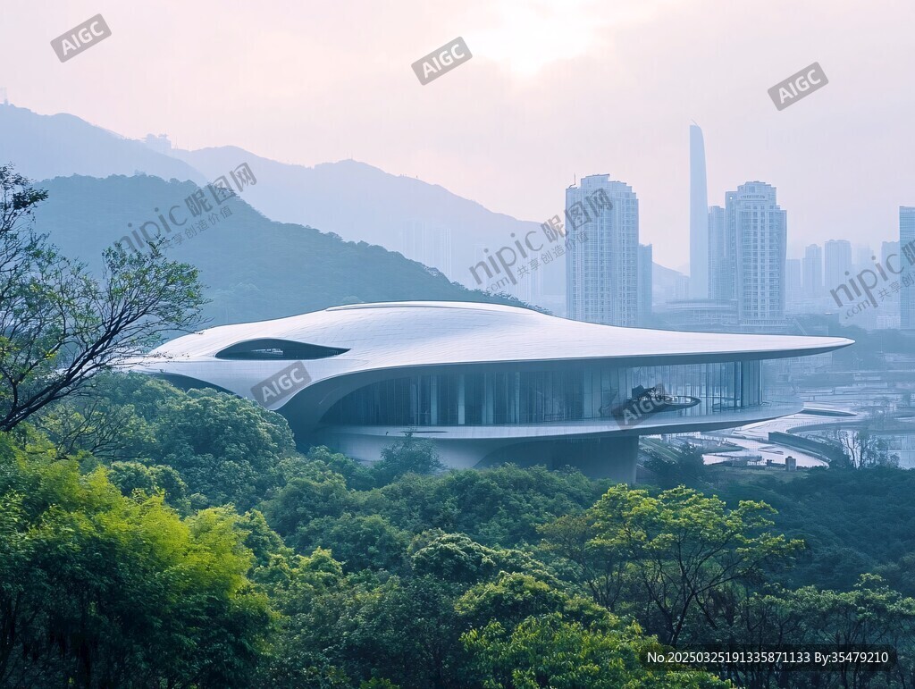 山林間的現代流線型建筑