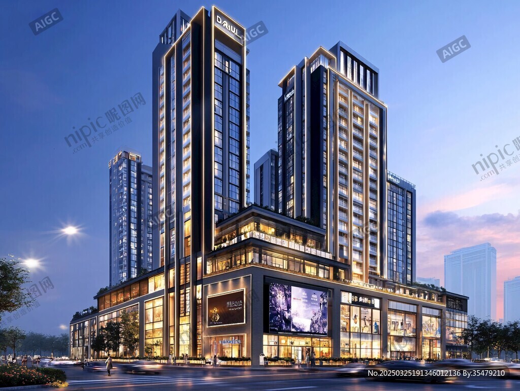 繁華都市商業(yè)高樓夜景