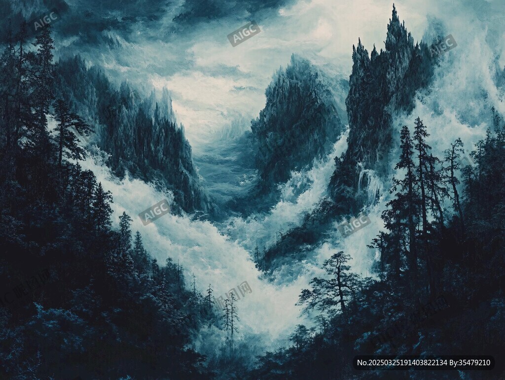 夢幻山間云霧繚繞之景