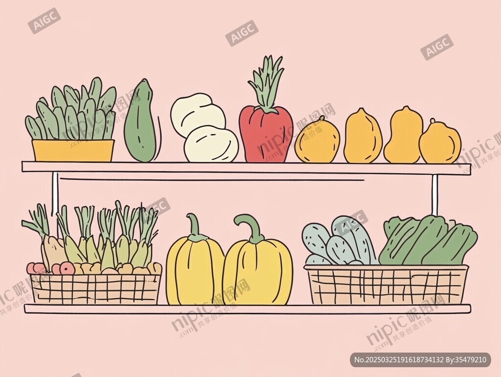 貨架上的多彩新鮮蔬菜