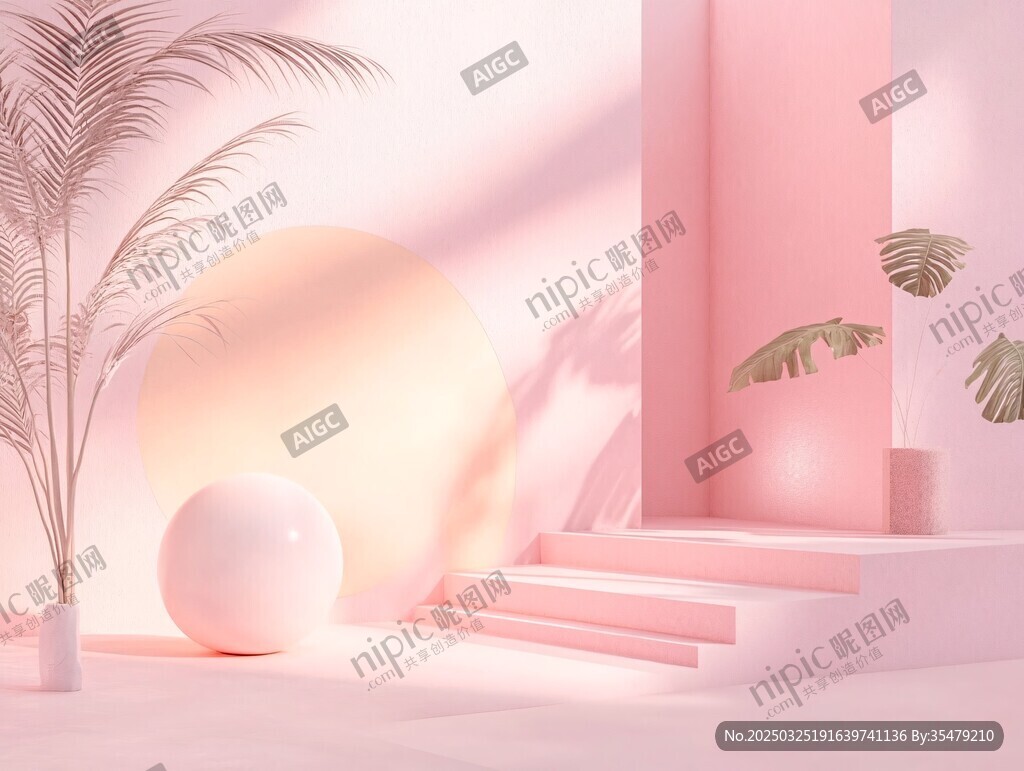 粉色夢幻空間創意場景