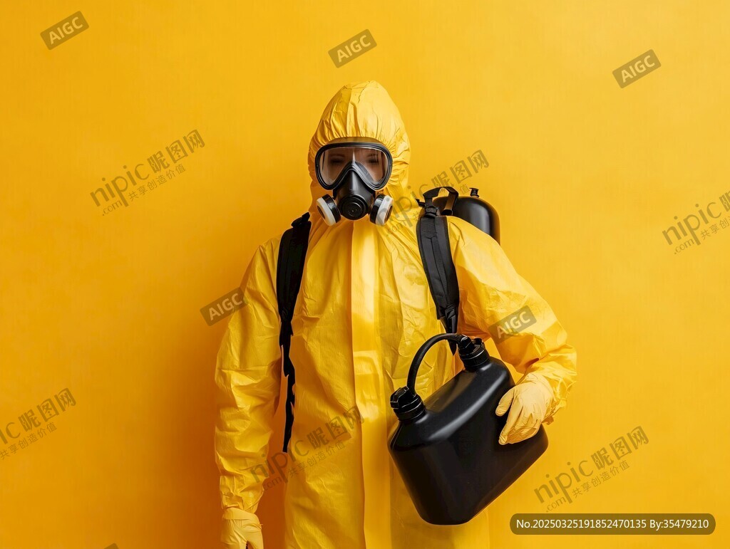 穿防護服的消殺工作人員