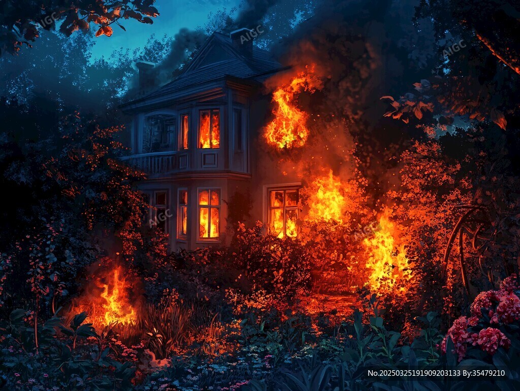 夜中火宅的神秘景象