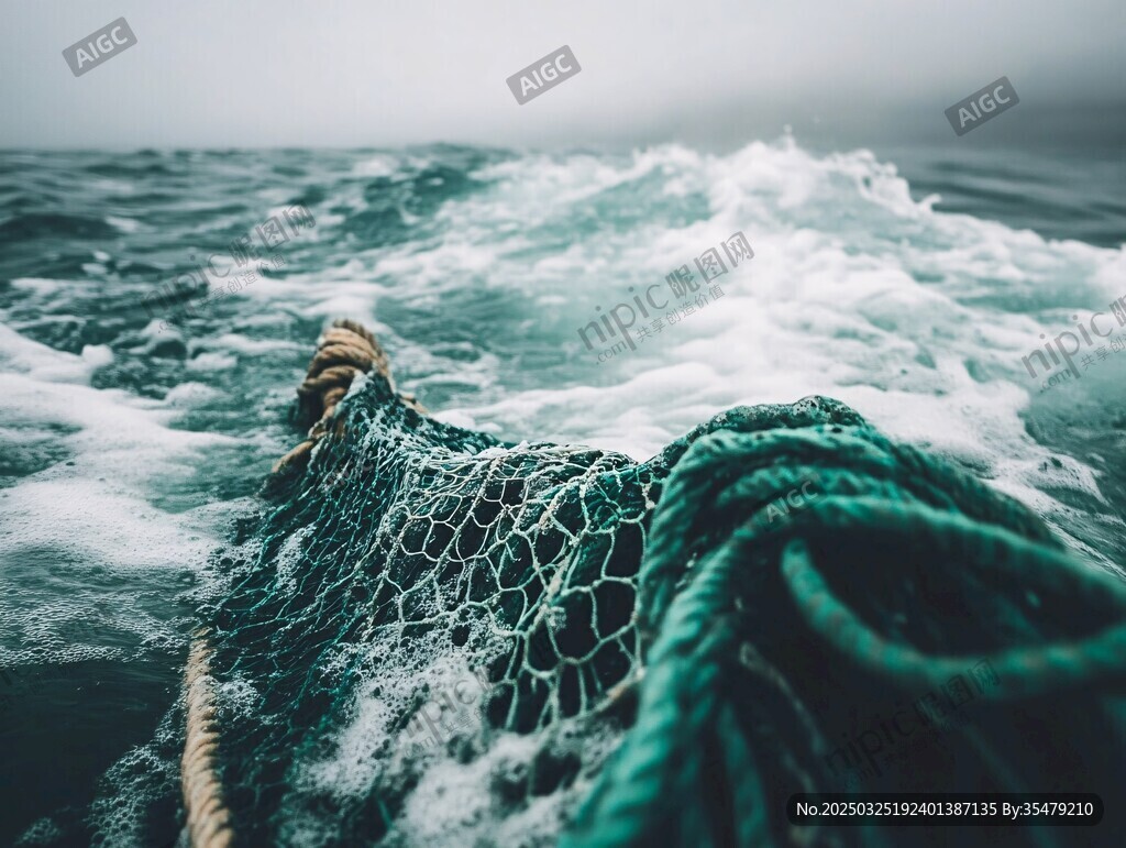 海上漁網(wǎng)隨波逐浪