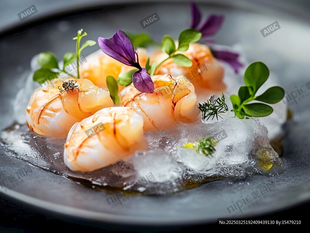 精致冰鮮蝦仁擺盤料理