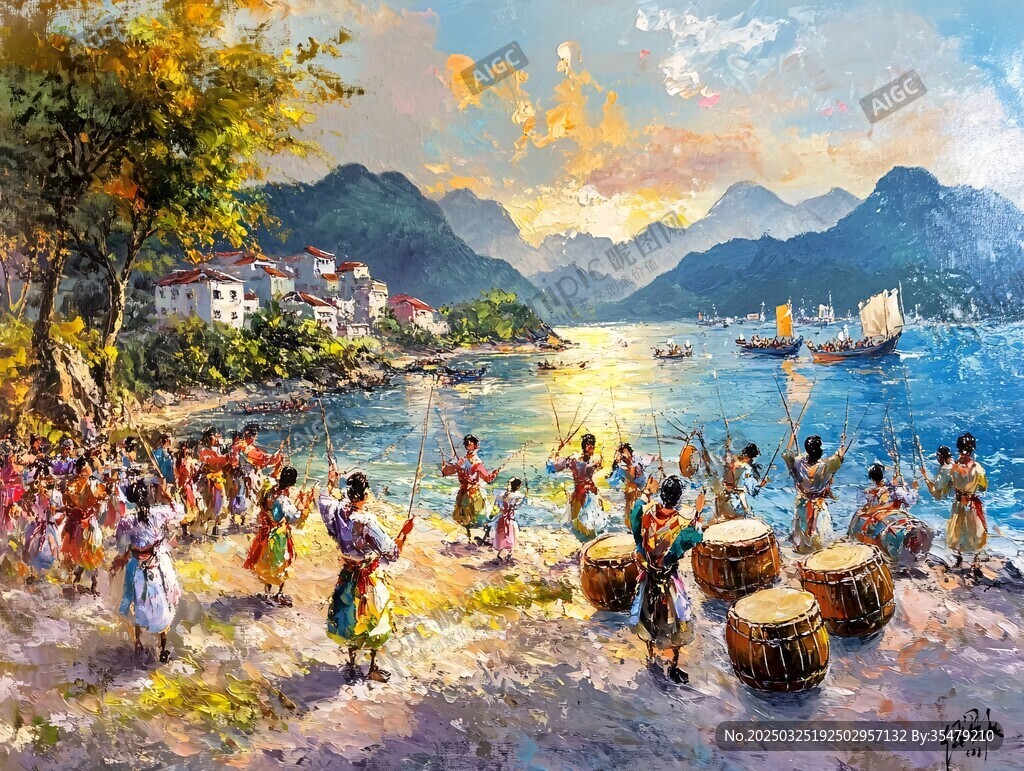 海濱民俗歡慶熱鬧場景