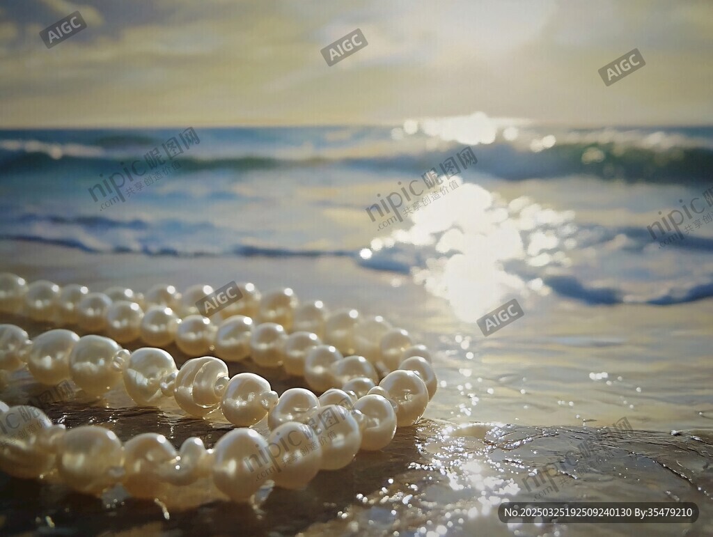 海灘上的珍珠與波光美景