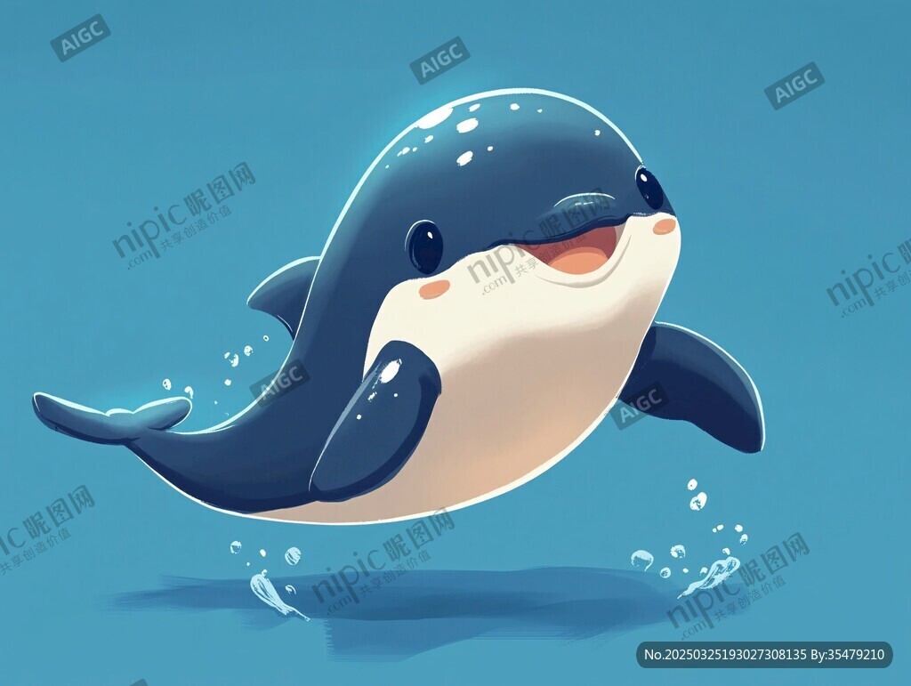 可愛小海豚躍出藍色水面
