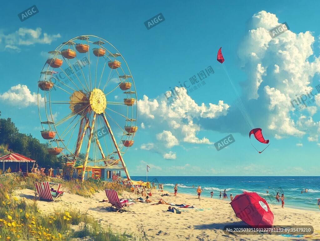 夏日海濱的歡樂游樂時光
