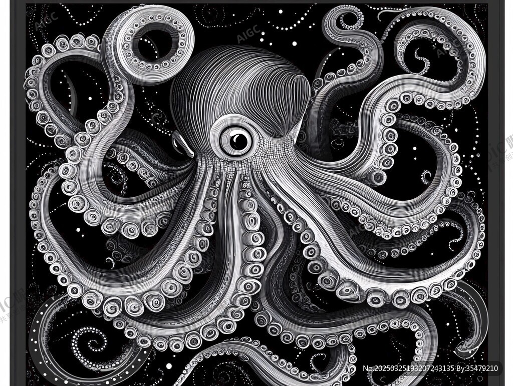 神秘章魚的奇幻線條世界
