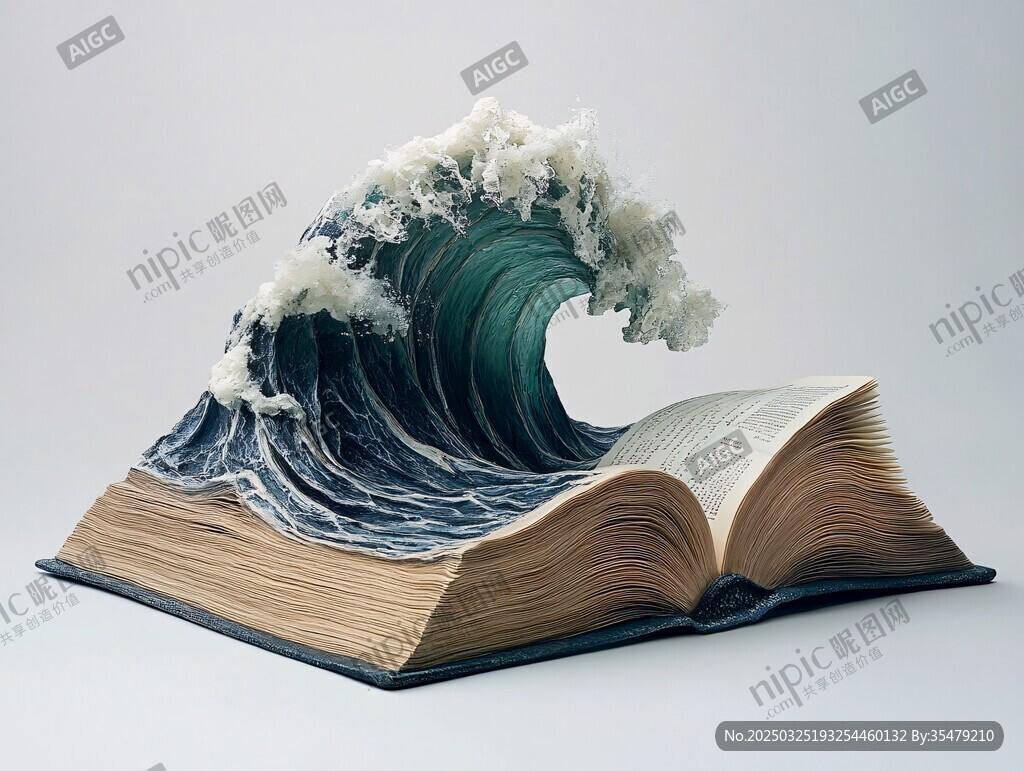 書頁上的奇幻海浪景觀