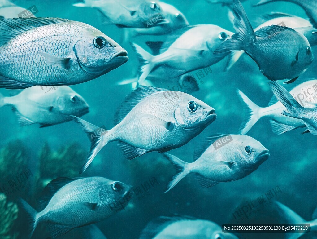 群魚暢游的海底美妙景象