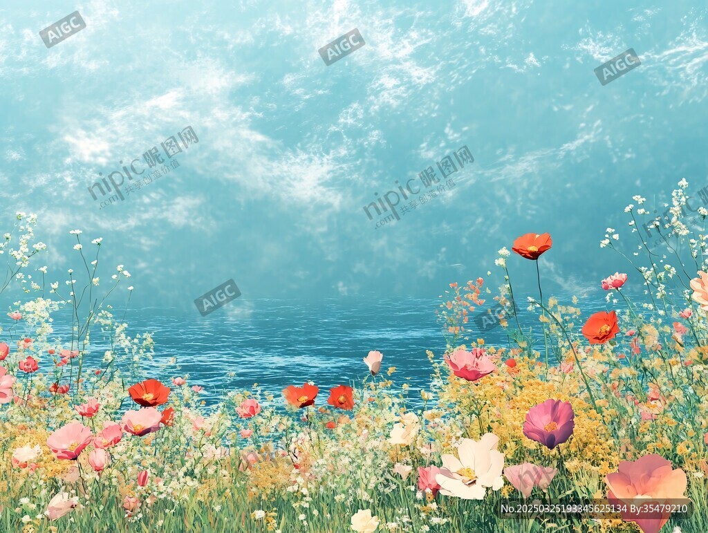 海邊爛漫花海夢(mèng)幻景致