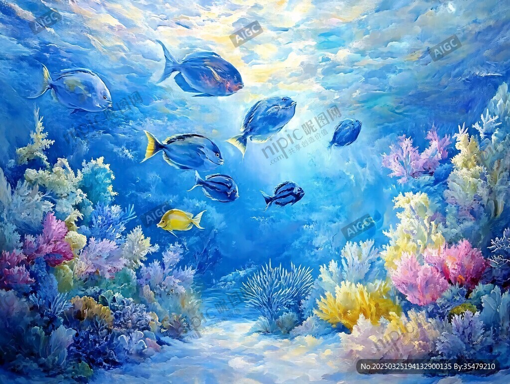 夢幻海底世界的多彩魚群