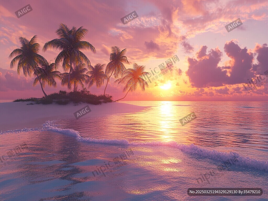 夢幻海島日落美景