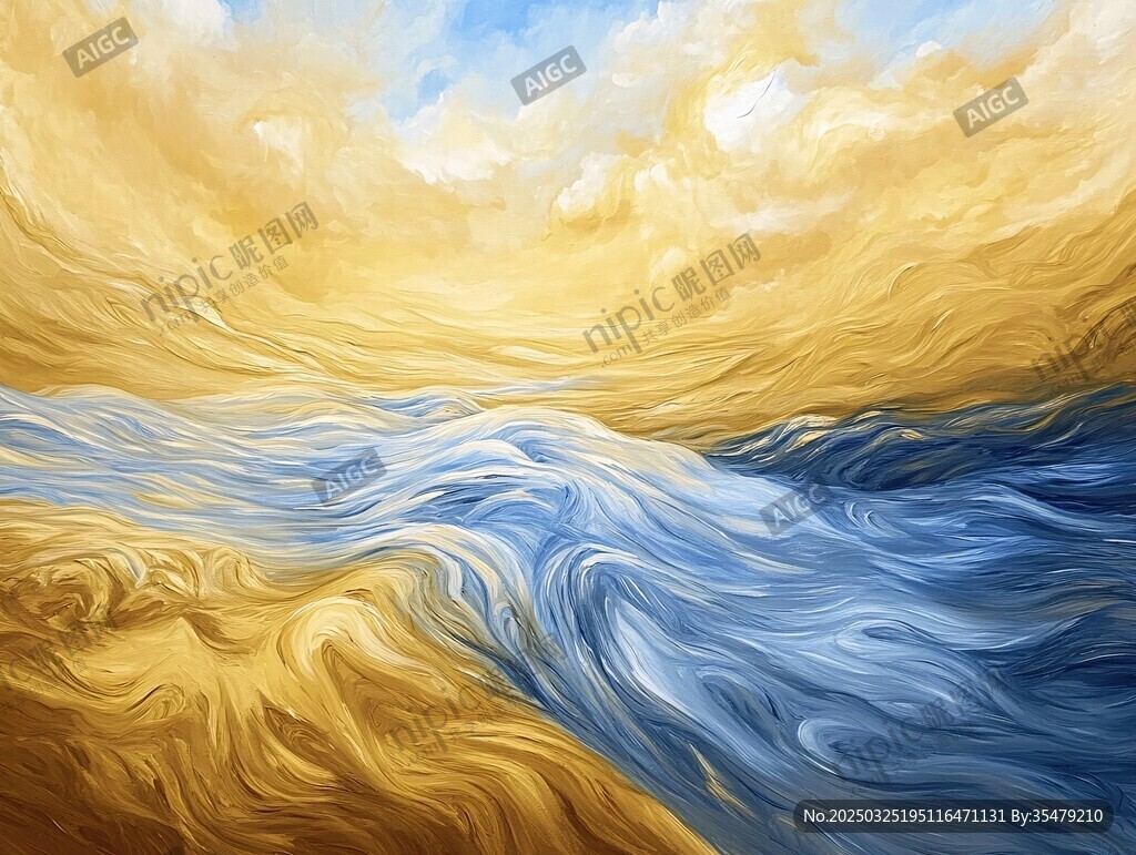 金黃藍(lán)交織的夢幻海洋圖景