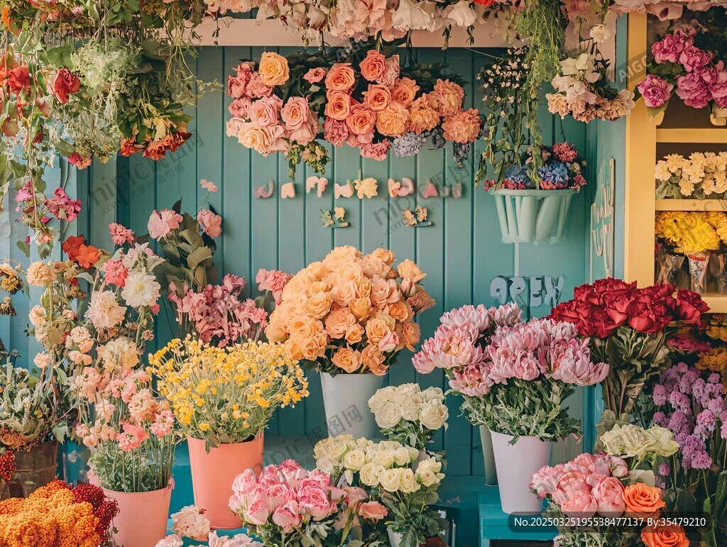 繽紛花店 多彩花卉的視覺盛宴