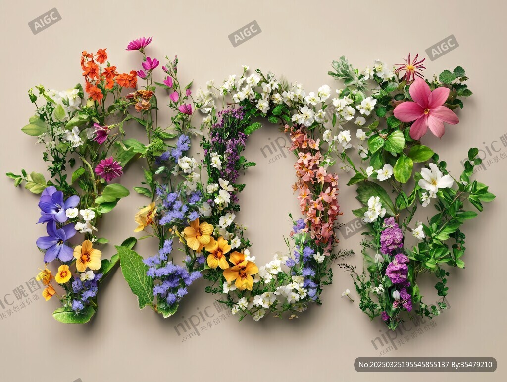 花卉拼成的 JOY 字樣