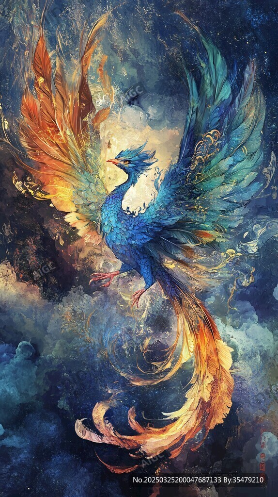夢幻鳳凰翱翔于云海之間